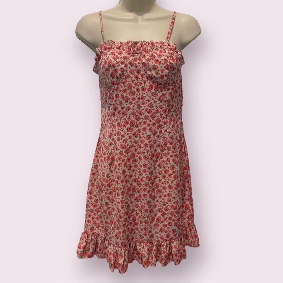Sweetheart Neckline Rose Dress with Ruffled Trim Size Extra Small - Picture 2 of 6